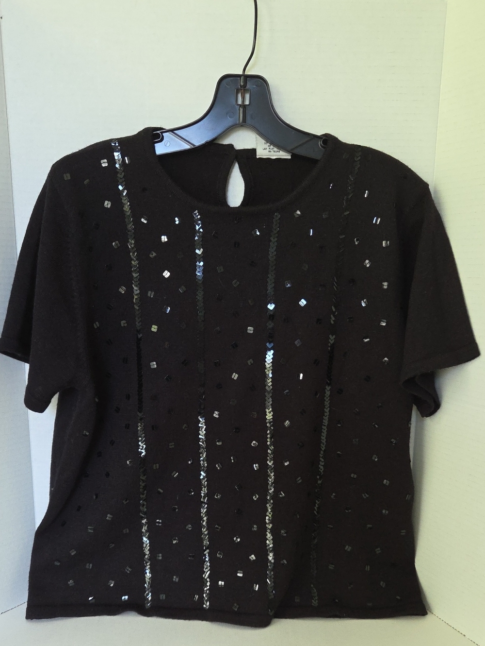 Hilard And HansonWomen' Black Sequin Sweater Short Sleeves